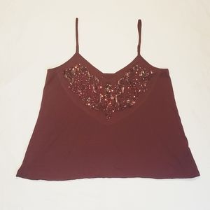 Hollister Burgundy Sequin High Low Side Tank